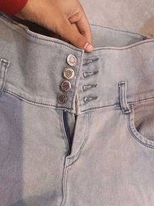 High Waisted Gray Denim Jeans