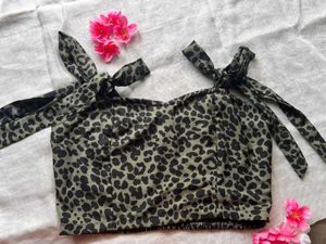 Leopard Print Tie Strap Top