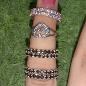 Black And Multy Colour Stones Rings For Girls
