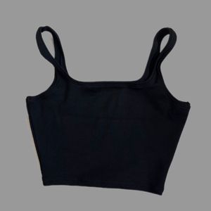 Black Square Neck Crop Top