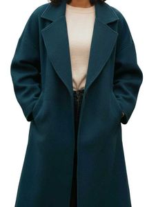 Stylish Teal Wool Blend Coat