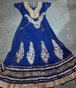 Women's Blue Umbrella (Kurti/ Gown)size L