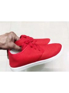 Unisex Casual Red Synthetic Canvas Shoes