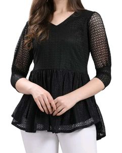 Black Lace Peplum Top