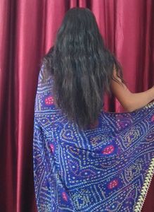 Blue Georgette Bandhani Saree