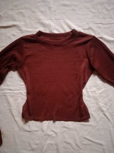 Brown Ribbed Top