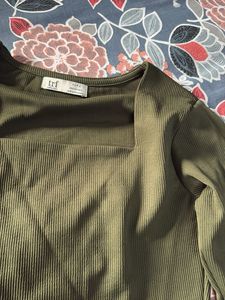 Olive Square Neck Crop Too