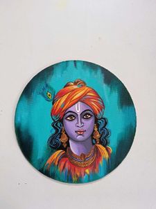 Abstract Krishna Round Canvas Painting