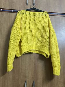 Yellow Knit Sweater ( Free Size Upto 2xl)