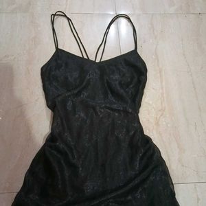 Black Metallic Mini Dress