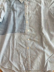 Blue Colour Button-Down Striped Shirt