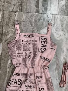 Pink Newspaper Print Dress
