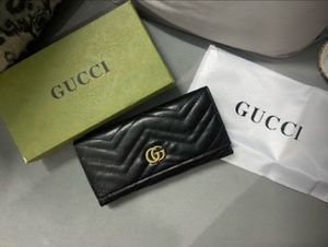 Gucci Black Clutch/ Wallet With Gold Details