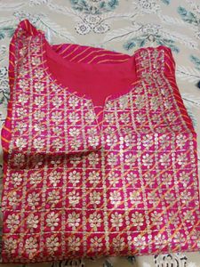 Excellent Festive Deep Rani gota Patti Kurta