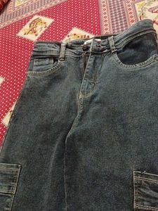 Grayish Blue Cargo Denim Jean 28 Inch.