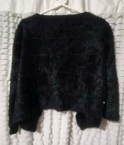 Black Fuzzy Pearl Cardigan