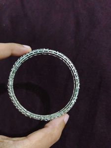 Stylish Silver Bangle with Stone Accents