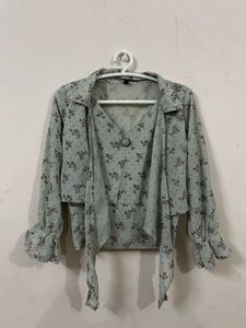 Floral Print Top with Tie Detail