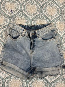 Ajio High Waist Denim Shorts