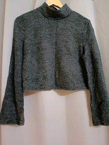 Mango Turtle Neck Cropped Sweatshirt
