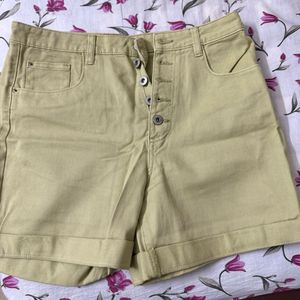 Olive Green Denim Shorts