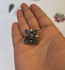 Teal Flower Earrings