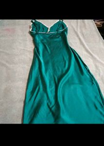 Green Lace Trim Slip Dress