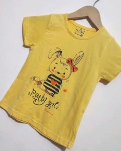 Yellow Preety Girl T-shirt For 4- 5 Year Baby