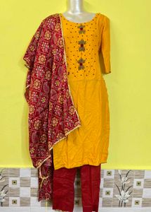 Yellow Embroidered Kurta Set