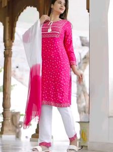 Elegant Pink Cotton Suit Set
