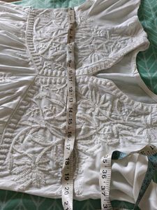 Elegant White Suit With Sequence &amp; Cutwork Paint