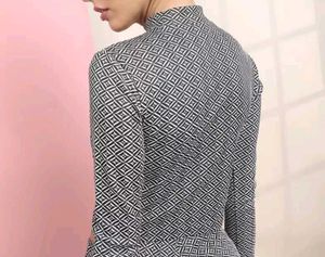 Tokyo Talkies Printed High Neck Jacquard Top