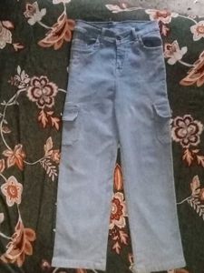 Light Wash Utility Jeans