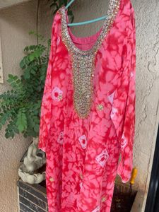 Pink Tie-Dye Embellished Tunic