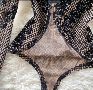 Viral Black and beige Floral Design Bodysuit