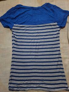 Blue Striped Casual Top