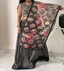 🔥 Designer Grey Lahenga 🔥