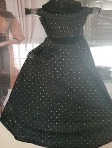 Elegant Black Polka Dot Dress