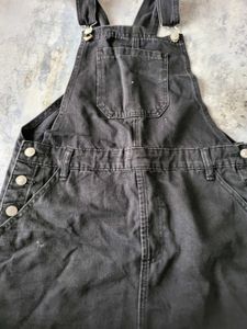 Black Denim Pinafore Dress