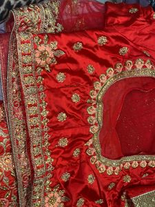 Red &amp; Gold Embroidered Lehenga