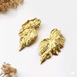 18k Gold Leaf Statement Earrings