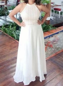 Off-White Gown Halter Neck