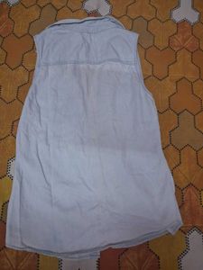 Light Wash Denim Sleeveless Shirt