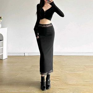 Brand New Black Lace Trim Maxi Skirt – Never Worn!