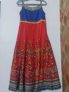 Red Coloured Sleeveless Anarkali Kurta With Koti.