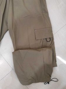 Olive Cargo Baggy Parachute Pants