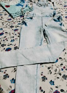 Denim Dungaree With Tshirt