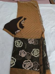 Sequence Work Saree And Stitched Blouse