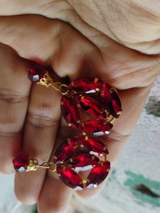 Red Beaded Statement Necklace Choker