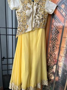 White N Yellow Lehenga Choli Wid Dupatta